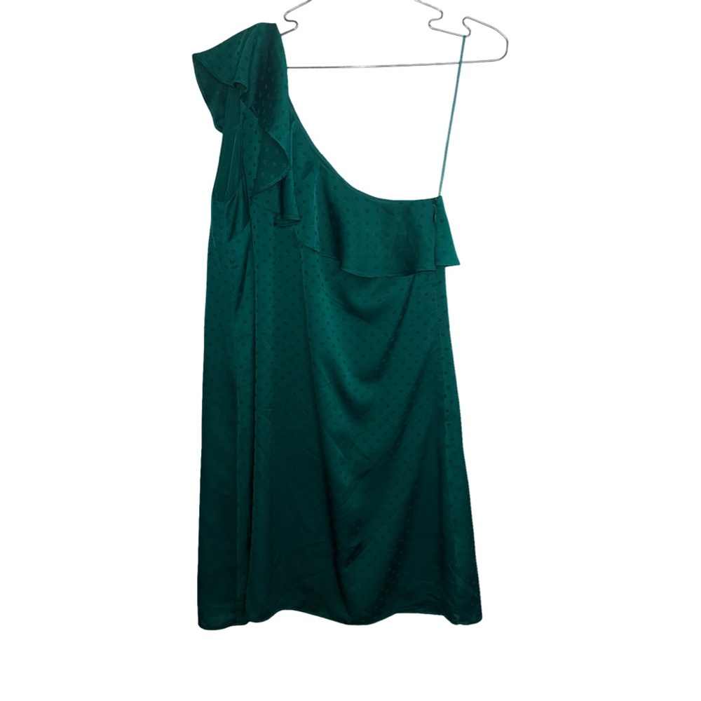 LOFT | Teal Polk-A-Dot One-Shoulder Dress | Size Small